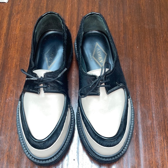 Adieu Paris Shoes - Luxury Adieu Paris Two-Tone Derby Shoes with real pony hair & creeper platform
